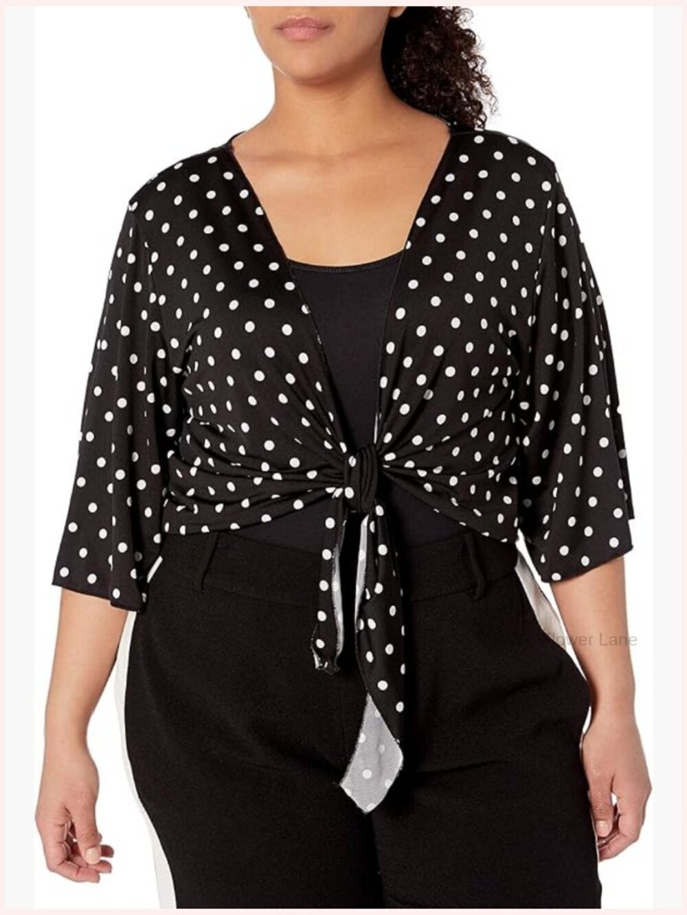 Womens 3/4 Sleeve Tie Front Bell Sleeve Shrug Sweater Plus Size Loose Fit